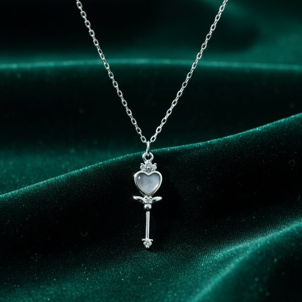 Heart Key Crystal Pendant Chain