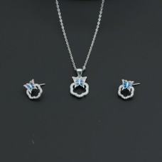 Blue-Pink Butterfly Earring & Chain