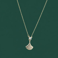 Golden Fan Pendant With Chain