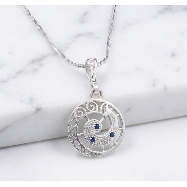 Azure Orbit Sterling Silver Pendant Chain