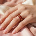 Red Acrylic Ring with Gold Clover Design