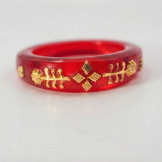 Gold Inlay Red Resin Ring