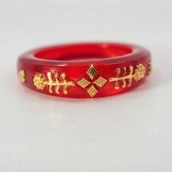 Gold Inlay Red Resin Ring