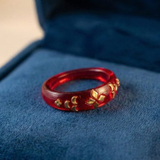 Gold Detail Red Resin Statement Ring