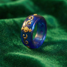Blue Resin Gold Accent Ring
