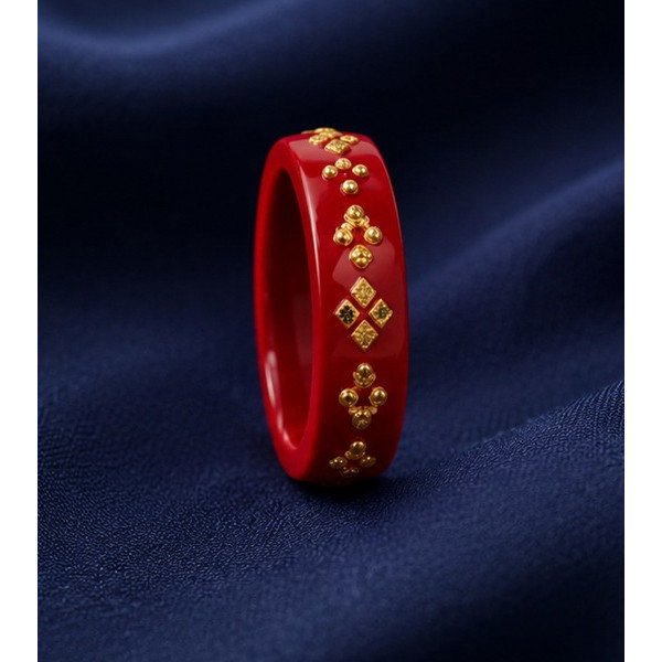 Golden Blossom Red Ring