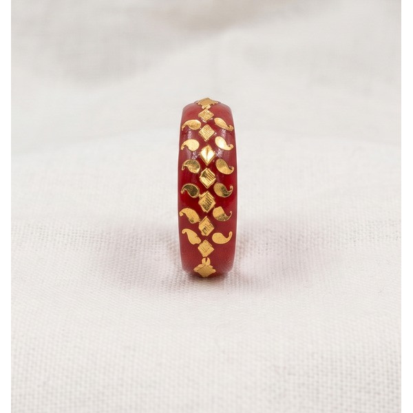 Crimson Blossom Enamel Ring