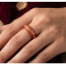 Crimson Blossom Enamel Ring
