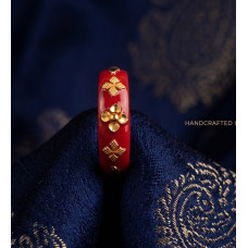 Crimson Ember Goldleaf Ring