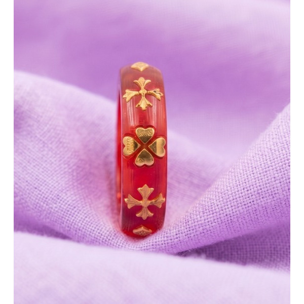 Scarlet Petal Gold Ring