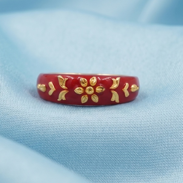 Golden Petal Ruby Ring