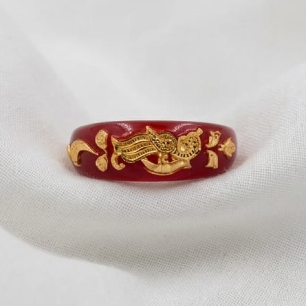 Phoenix Blessing Red Jade Ring