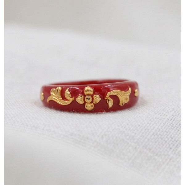Imperial Red Phoenix Charm Ring