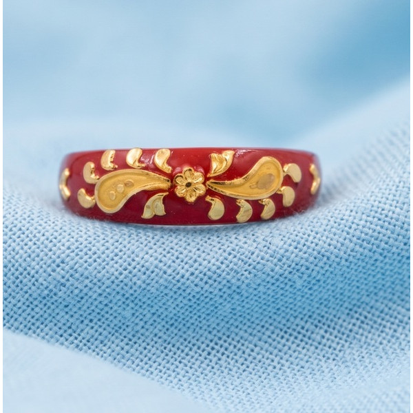 Crimson Fortune Pattern Ring