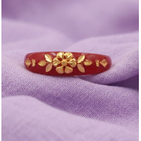 Elegant Red Mosaic Gold Ring