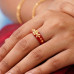 Elegant Red Mosaic Gold Ring