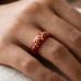 Red Enamel Floral Gold Ring
