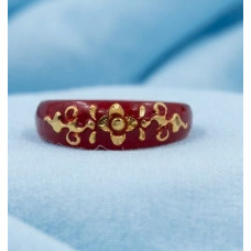 Red Enamel Floral Gold Ring