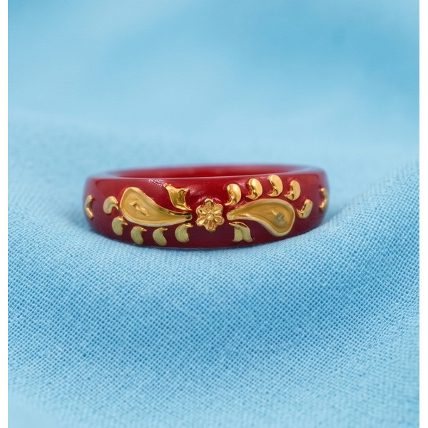 Floral Vine Red Enamel Ring