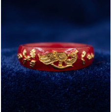 Red Jade Floral Charm Ring Red Jade Floral Charm Ring