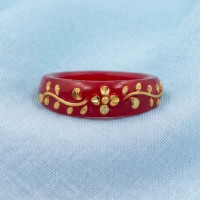 Golden Leaf Crimson Ring