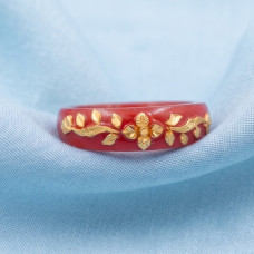 Crimson Blossom Gold Leaf Ring Crimson Blossom Gold Leaf Ring