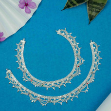 Silver Crown Anklet Set