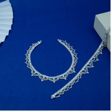 Aarvi Lattice Silver Anklets