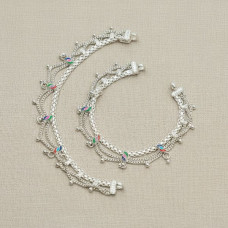 Noor Multicolor Silver Baby Anklet