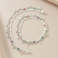 Multicolor Enamel Silver Baby Anklet