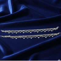 Silver Heart Charm Anklet Pair