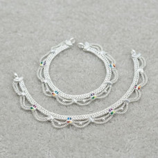 Traditional Silver Payal with Layered Chains