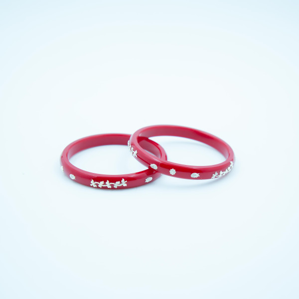 Red flower desing Silver pola