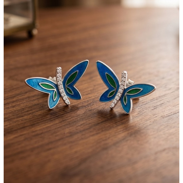 Azure Butterfly Wing Studs