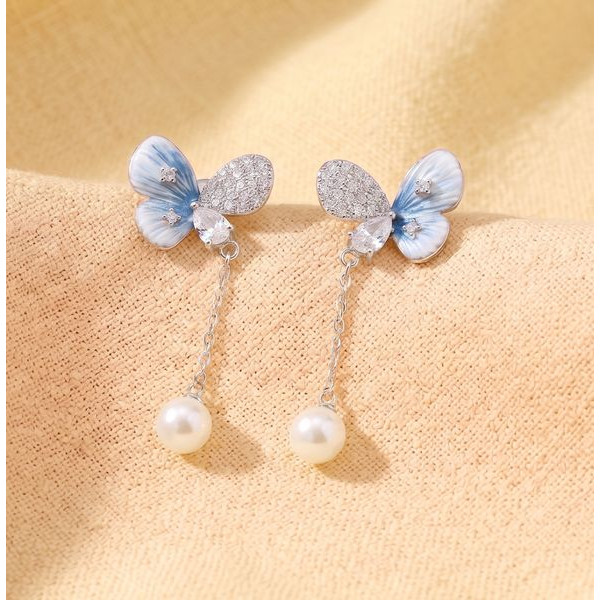 Blue Butterfly Spark Stud Earrings