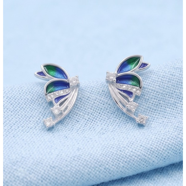 Enamel Butterfly Silver Studs