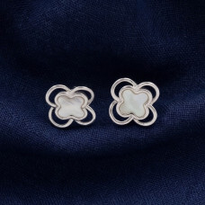 Silver Clover Charm Stud Earrings Silver Clover Charm Stud Earrings