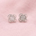 Silver Clover Charm Stud Earrings