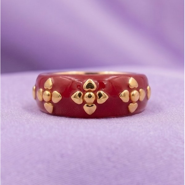 Crimson Heart Bloom Ring