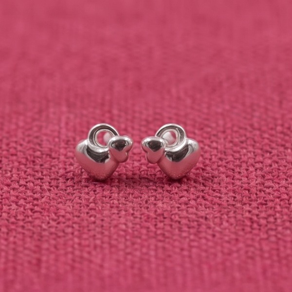 Tiny Heart Charm Stud Earrings