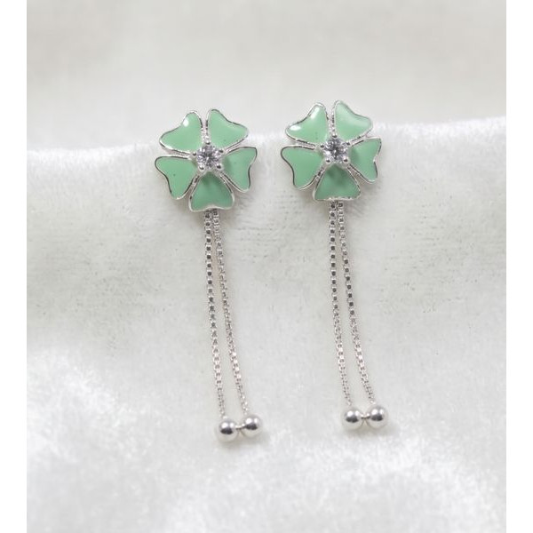 Mint Blossom Tassel Stud Earrings