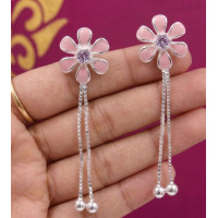 Blush Daisy Tassel Earrings