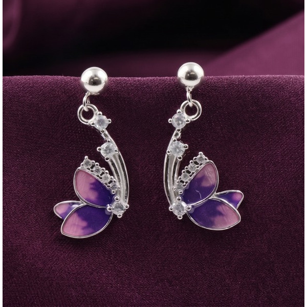 Pink Floral Sparkle Danglers