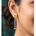 Emerald Clover Tassel Stud Earrings