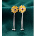Emerald Clover Tassel Stud Earrings