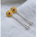 Emerald Clover Tassel Stud Earrings