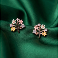 Golden Petal Spark Stud Earrings