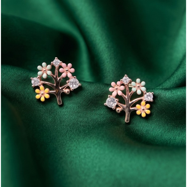 Golden Petal Spark Stud Earrings