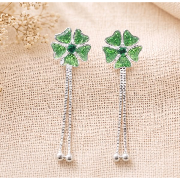 Spring Bloom Silver Drop Earrings