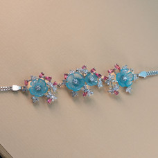 Blue & Pink Stone Floral Bracelet